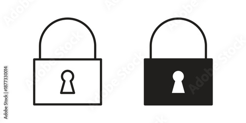 Lock icons on white background - editable stroke vector illustration for web and mobile