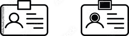 Security badge icon for onboarding support and approval, identity card icon set in flat vector style design on transparent background.