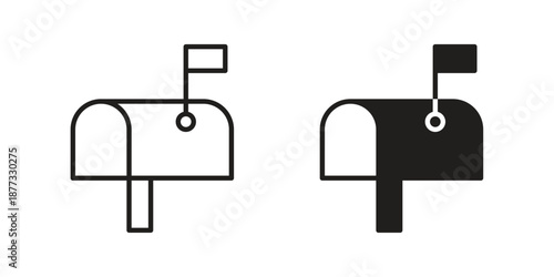 Mailbox icons on white background - editable stroke vector illustration for web and mobile