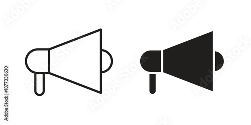 Megaphone icons on white background - editable stroke vector illustration for web and mobile