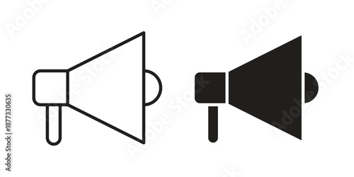 Megaphone icons on white background - editable stroke vector illustration for web and mobile