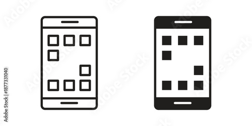 Mobile notch icons on white background - editable stroke vector illustration for web and mobile
