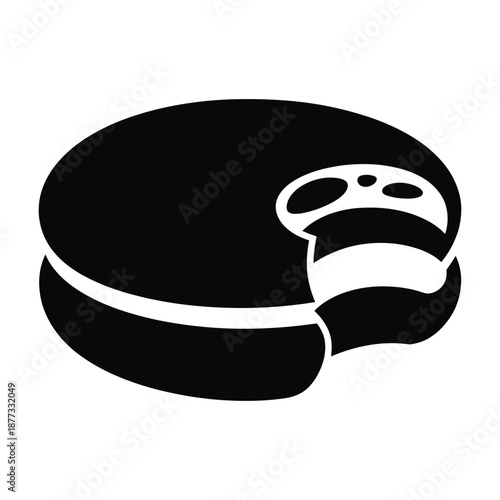 Macaron with bite taken Vector, Silhouette, Illustration