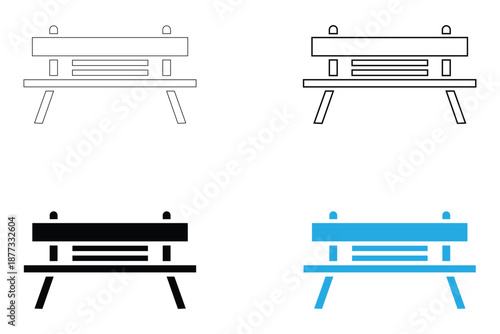 wooden park bench icon vector, wooden bench symbol vector icon, silhouette and line art