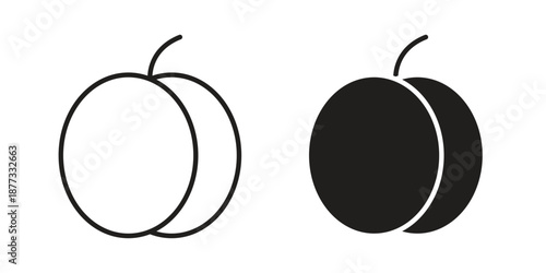 Peach icons on white background - editable stroke vector illustration for web and mobile