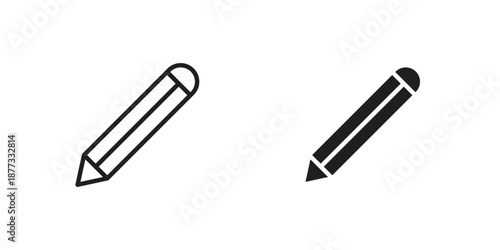 Pencil icons on white background - editable stroke vector illustration for web and mobile