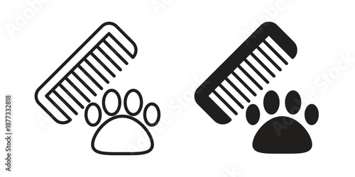 Pet grooming icons on white background - editable stroke vector illustration for web and mobile