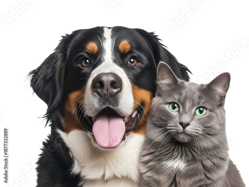 Friendly dog and cat together