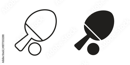 Ping pong icons on white background - editable stroke vector illustration for web and mobile