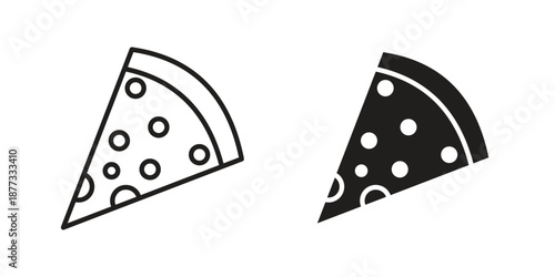 Pizza slice icons on white background - editable stroke vector illustration for web and mobile