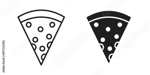 Pizza slice icons on white background - editable stroke vector illustration for web and mobile
