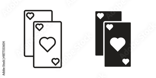 Playing cards icons on white background - editable stroke vector illustration for web and mobile