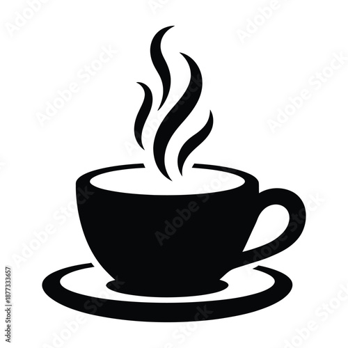Macchiato with steam rising Vector, Silhouette, Illustration