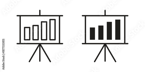 Presentation icons on white background - editable stroke vector illustration for web and mobile