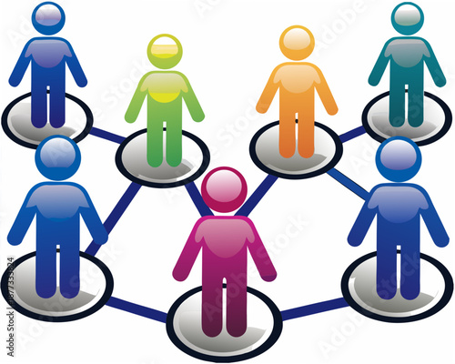 Diverse group of people connected in a network