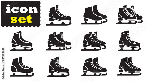 Ice Shoes icon Set, Ice Shoes solid vector