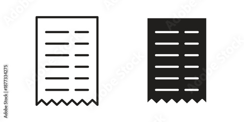 Receipt icons on white background - editable stroke vector illustration for web and mobile
