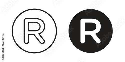 Registered icons on white background - editable stroke vector illustration for web and mobile