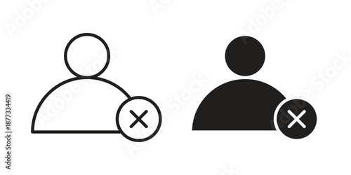 Remove user icons on white background - editable stroke vector illustration for web and mobile