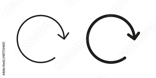 Rotate right icons on white background - editable stroke vector illustration for web and mobile