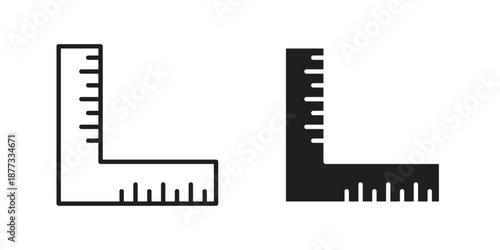Ruler combined icons on white background - editable stroke vector illustration for web and mobile