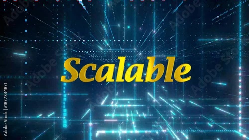 Wallpaper Mural Glowing blue neon grid background with scalable text animation Torontodigital.ca