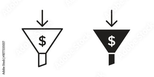 Sales funnel icons on white background - editable stroke vector illustration for web and mobile