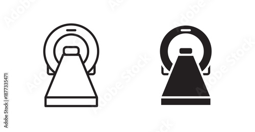 MRI icons, black line art and clipart vector logo