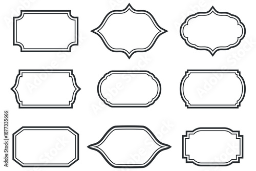 Collection of nine decorative ornamental frames border