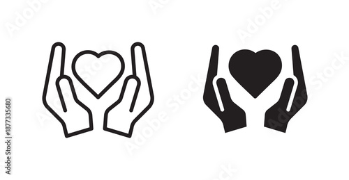 Philanthropy icons, black line art and clipart vector logo