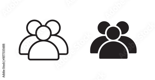 People group icons, black line art and clipart vector logo