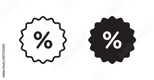 Percentage icons, black line art and clipart vector logo