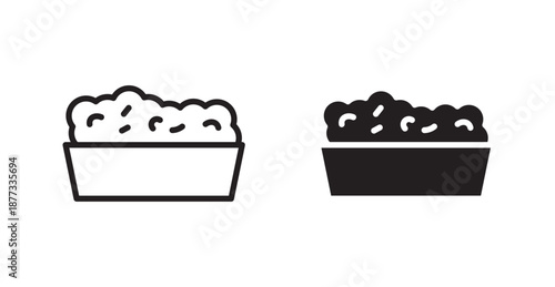 Pet food icons, black line art and clipart vector logo