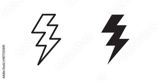 Power icons, black line art and clipart vector logo