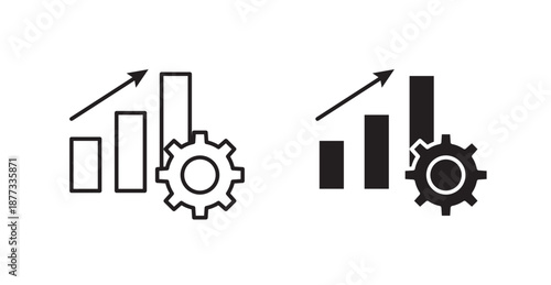 Productivity icons, black line art and clipart vector logo