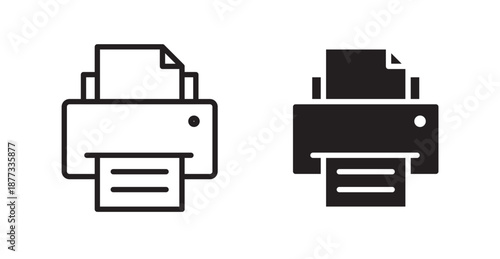 Print icons, black line art and clipart vector logo