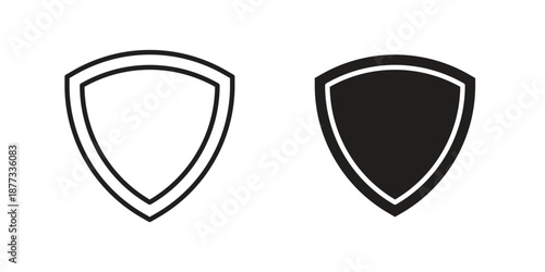 Shield icons on white background - editable stroke vector illustration for web and mobile
