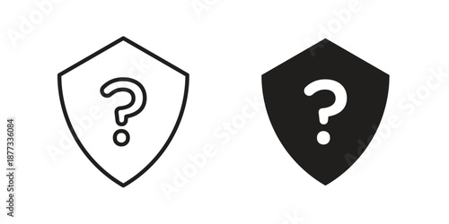 Shield interrogation icons on white background - editable stroke vector illustration for web and mobile