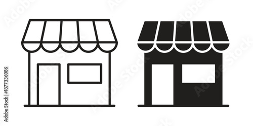 Shop icons on white background - editable stroke vector illustration for web and mobile