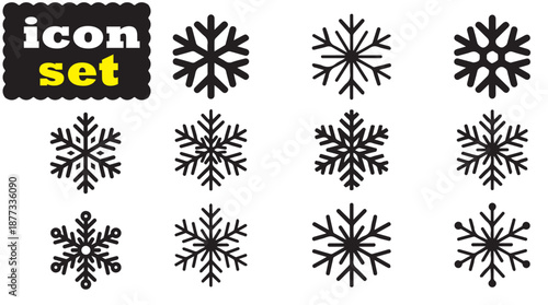 Snowflakes icon Set, Snowflakes solid vector