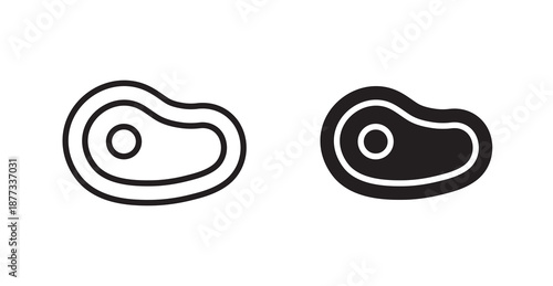 Steak icons, black line art and clipart vector logo