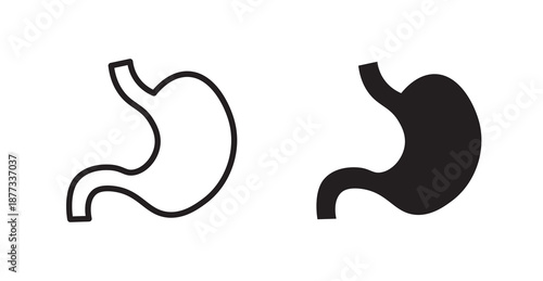 Stomach icons, black line art and clipart vector logo