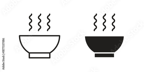 Soup icons on white background - editable stroke vector illustration for web and mobile
