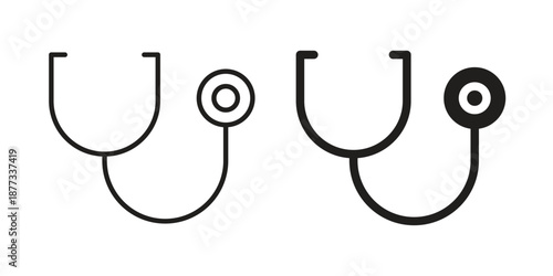 Stethoscope icons on white background - editable stroke vector illustration for web and mobile