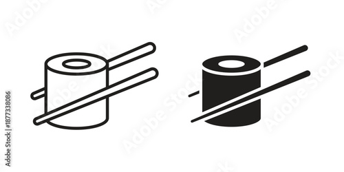 Sushi icons on white background - editable stroke vector illustration for web and mobile