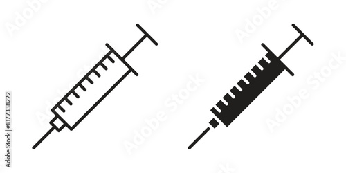 Syringe icons on white background - editable stroke vector illustration for web and mobile