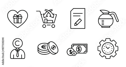 Mixed Business Line Icon Set