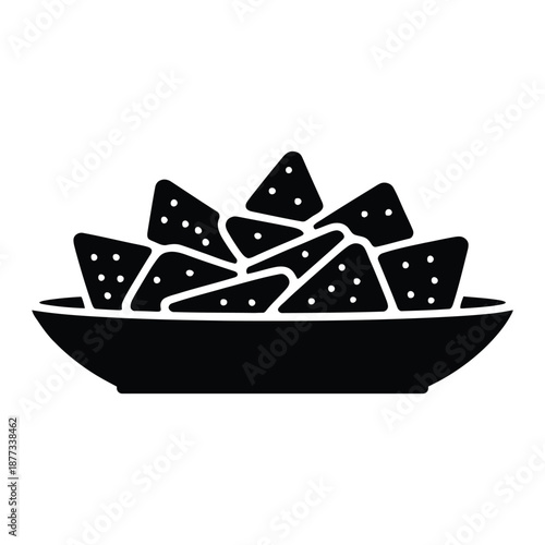 Plate of nachos Vector, Silhouette, Illustration