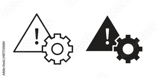 Technical warning icons on white background - editable stroke vector illustration for web and mobile