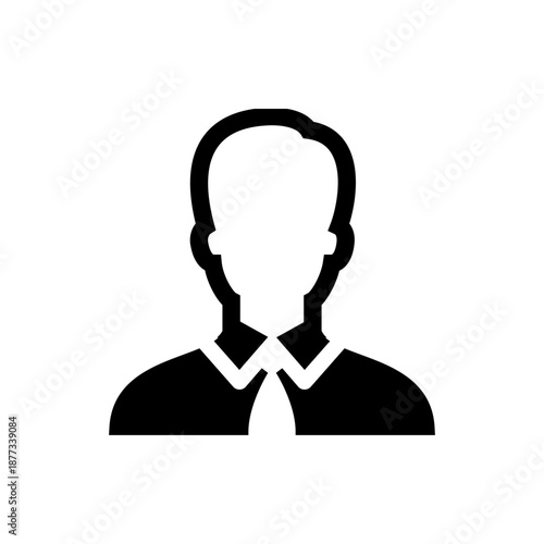 A minimalist vector graphic of a faceless man in a business shirt and tie